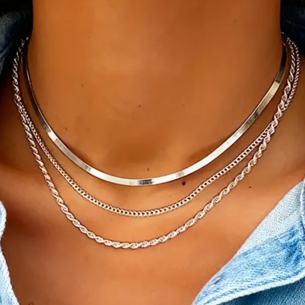 Silver Necklace Stacking Set - Picture 3 of 4